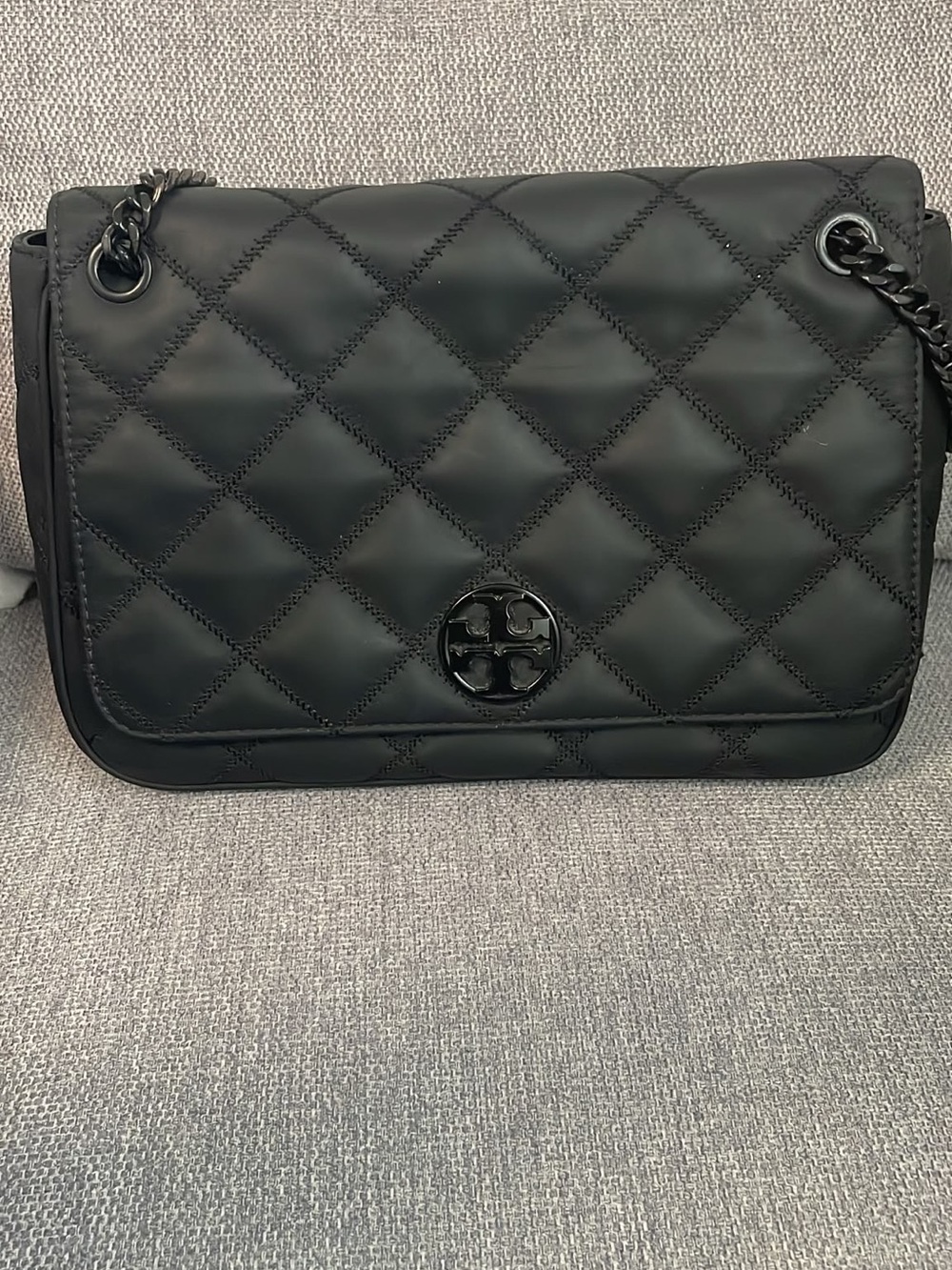 Tory Burch Quilted Black Shoulder Bag with Chain Strap